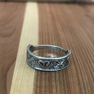 💜X heart x pattern sterling ring